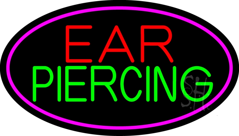 N105-13379-clear Ear Piercing Clear Backing Neon Sign- 17 x 30 in.