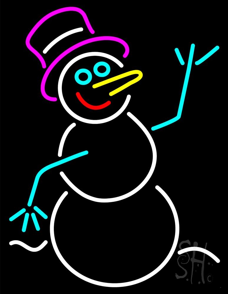 N105-12907-clear Snowman Clear Backing Neon Sign- 31 x 24 in.