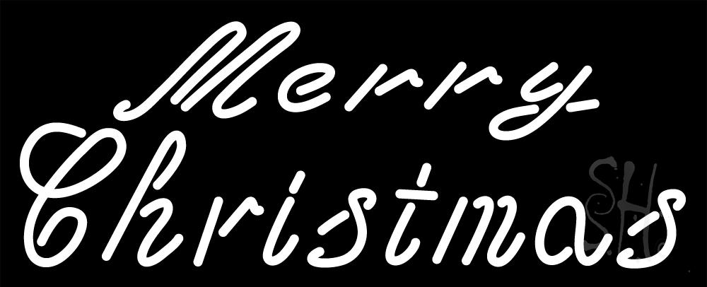 N105-12944-clear White Cursive Merry Christmas Clear Backing Neon Sign- 13 x 32 in.