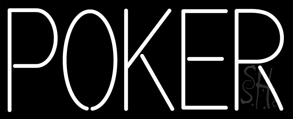N105-12951-clear White Poker Clear Backing Neon Sign- 13 x 32 in.