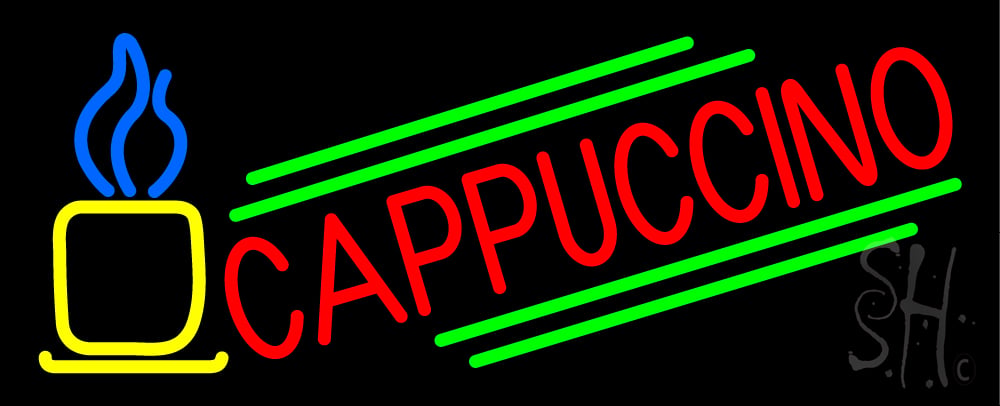 N105-13029-clear Blue Cappuccino Cup Clear Backing Neon Sign- 13 x 32 in.