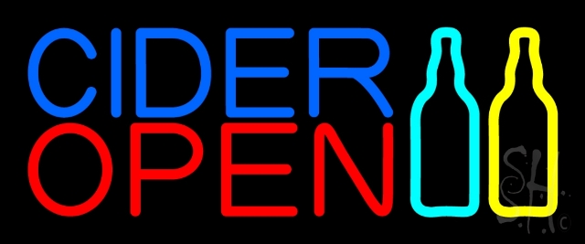N105-13035-clear Blue Cider Open Clear Backing Neon Sign- 10 x 24 in.