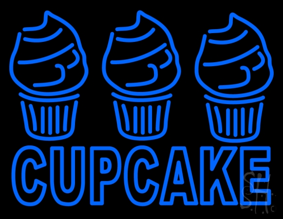 N105-13047-clear Blue Cupcake With Cupcake Clear Backing Neon Sign- 24 x 31 in.