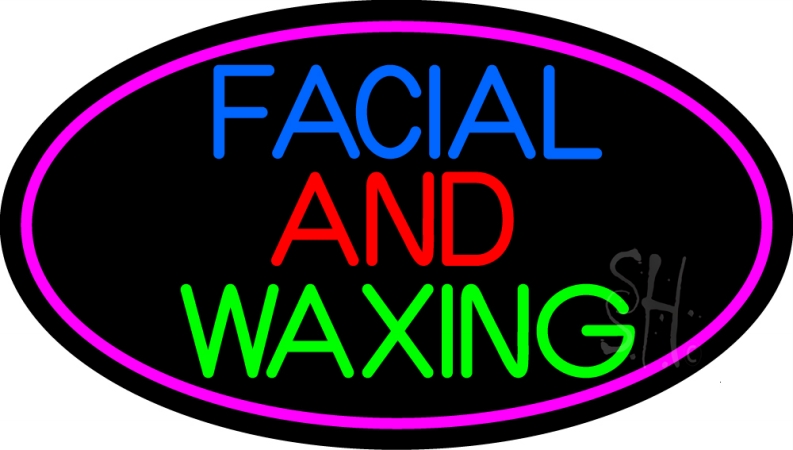 N105-13057-clear Blue Facial And Waxing With Pink Oval Clear Backing Neon Sign- 17 x 30 in.