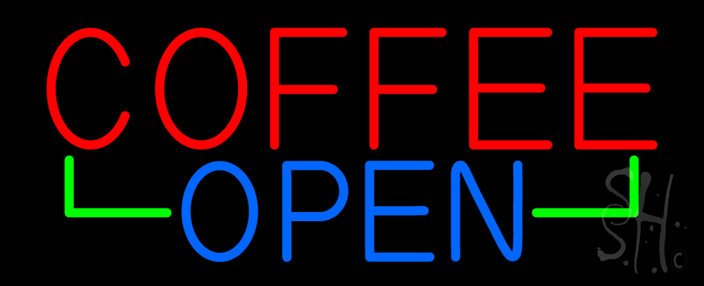 N105-13771-clear Red Coffee Open Clear Backing Neon Sign- 13 x 32 in.