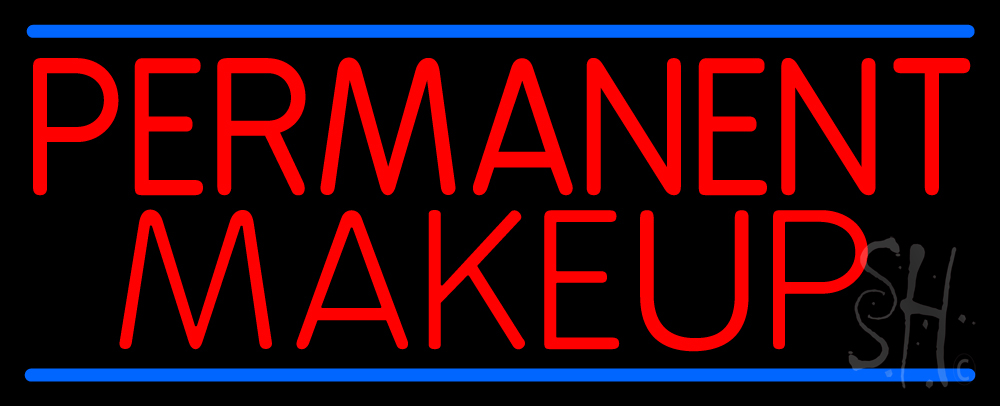 N105-13870-clear Red Permanent Makeup Clear Backing Neon Sign- 13 x 32 in.