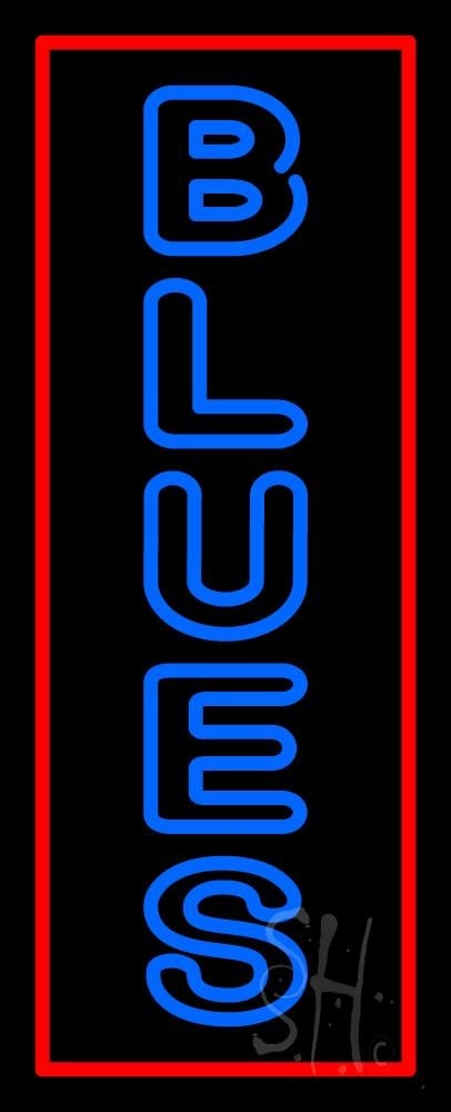 N105-7433-clear Vertical Blues Clear Backing Neon Sign- 32 x 13 in.