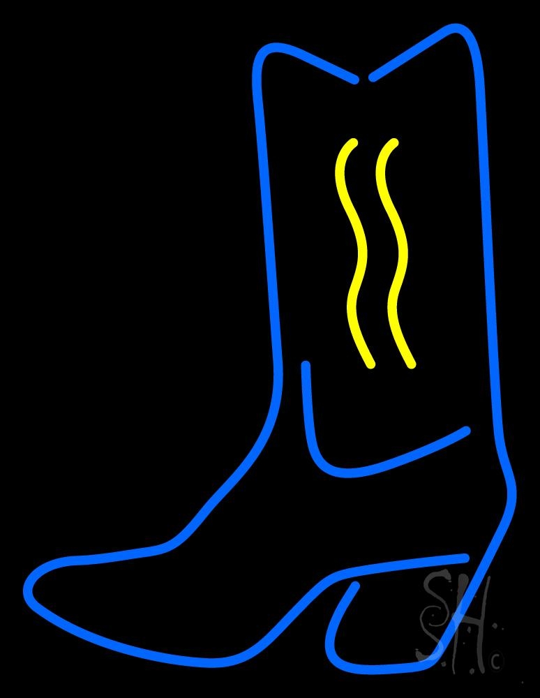 N105-8821-clear Cowboy Boot Clear Backing Neon Sign- 31 x 24 in.