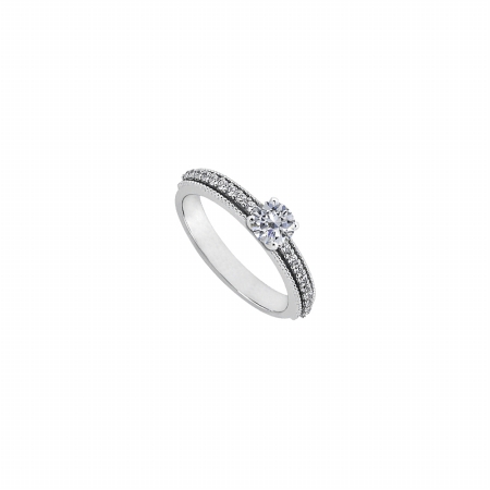 Fine Jewelry Vault UBJS2025AW14CZ April Birthstone Solitaire CZ Engagement Rings in 14K White Gold - 0.75 CT TGW