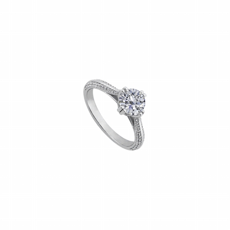 Fine Jewelry Vault UBJ9312W14CZ April Birthstone Solitaire CZ Engagement Rings in 14K White Gold - 1.25 CT TGW