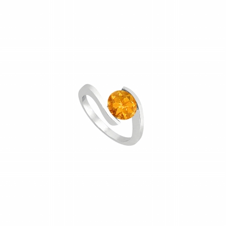 Fine Jewelry Vault UBJ7806W14CT 1 CT Citrine Solitaire Fashion Ring in 14K White Gold High Polish