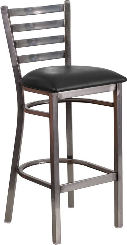 Hercules Clear Coated Metal Barstool - Black - Vinyl Seat - Durable Design