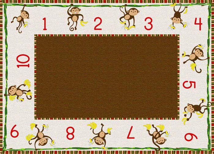 PE424-32 Rectangle Cushy 10 Counting Monkeys Carpet- 6 ft. x 8 ft. 4 in.