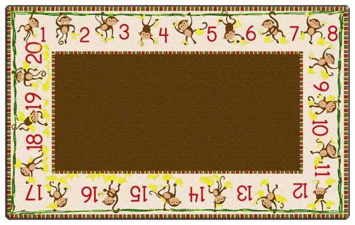 PE424-44 Rectangle Cushy 20 Counting Monkeys Carpet- 7 ft. 6 in. x 12 ft.