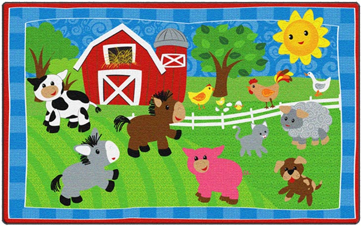 Picture of Flagship Carpets CE417-12W Rectangle Cutie Barnyard Carpet- 3 ft. x 5 ft.