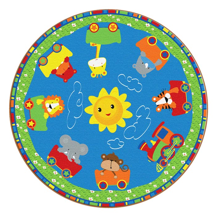 Picture of Flagship Carpets CE420- 73W Round Cutie Train Nursery School Rug- 5 ft.