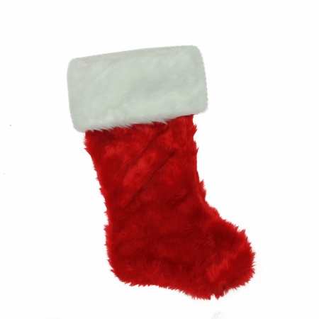 31755189 Traditional Red with White Cuff Decorative Plush Christmas Stocking