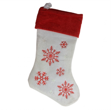 31755198 Red and White Velvet Embroidered Snowflake Christmas Stocking -  Northlight Seasonal