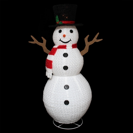 Picture of Northlight Seasonal 31582134 Pre-Lit Outdoor Chenille Swirl Large Snowman With Top Hat Christmas Yard Art Decoration