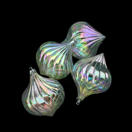 31756479 Clear Iridescent Onion Drop Shatterproof Christmas Ornaments