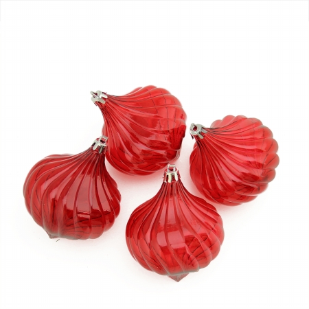 31756483 Red Transparent Onion Drop Shatterproof Christmas Ornaments