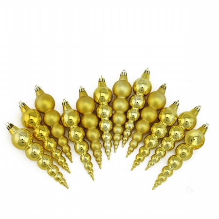 31756946 Shiny and Matte Vegas Gold Finial Shatterproof Christmas Ornaments