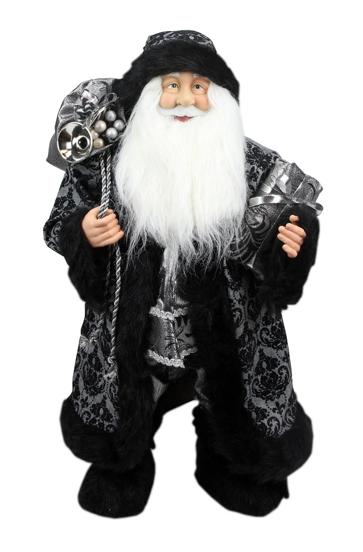 Picture of Northlight Seasonal 31734291 Standing Santa Claus in Silver and Black with Gifts Christmas Figure
