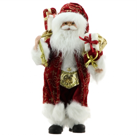 31734301 Standing Santa Claus in Red and Gold Robe with Gifts Christmas Figure