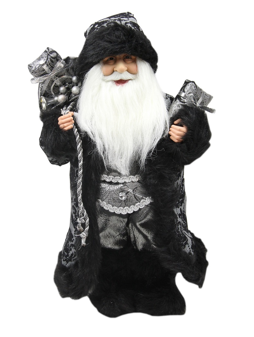 Picture of Northlight Seasonal 31734307 Standing Santa Claus in Silver and Black with Gifts Christmas Figure