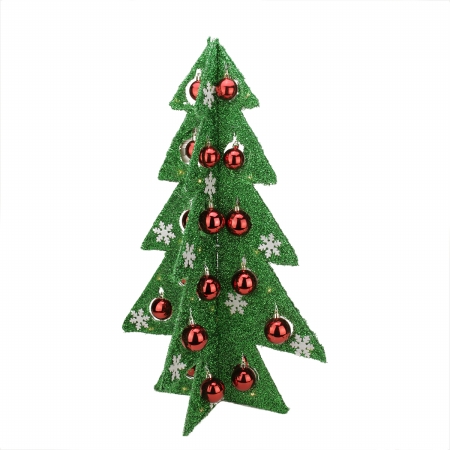 Picture of Northlight Seasonal 31748760 Battery Operated Decorated Green Tinsel LED Lighted Christmas Tree Table Top Decoration