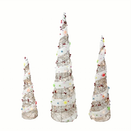 Picture of Northlight Seasonal 31748716 Lighted Champagne Gold Rattan Candy Covered Cone Tree Christmas Yard Art Decorations