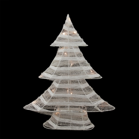 Picture of Northlight Seasonal 31748782 Battery Operated White and Silver Glittered LED Lighted Christmas Tree Table Top Decoration