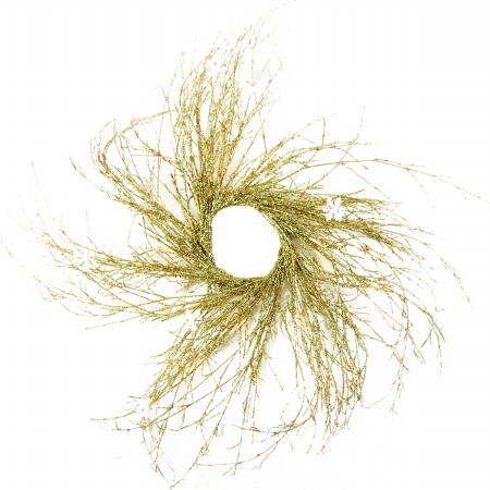 31748800 Pre-lit Gold Glittered Artificial Twig Christmas Wreath-Warm White LED Lights