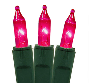 30839035 Pink Perm-O-Snap Mini Christmas Lights - Green Wire