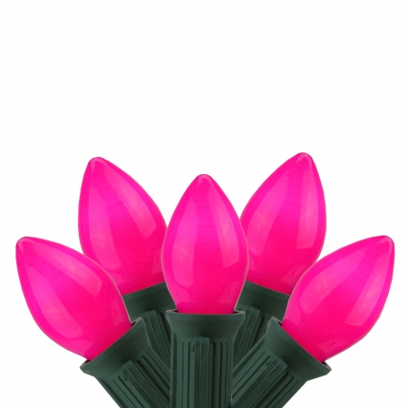 Opaque Pink Purple C9 Christmas Lights - Green Wire