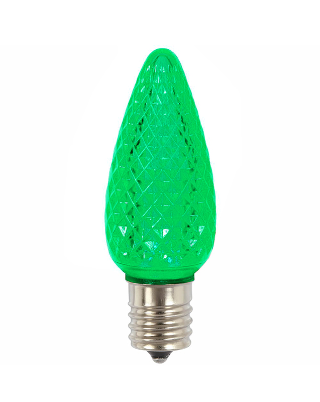 31742609 Faceted Transparent Green LED C9 Christmas Replacement Bulbs