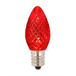 31742611 Faceted Transparent Red LED C Christmas Replacement Bulbs