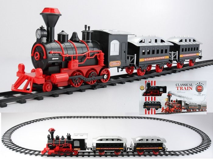 31759123 Red and Black Battery Operated Lighted & Animated Classic Train Set with Sound