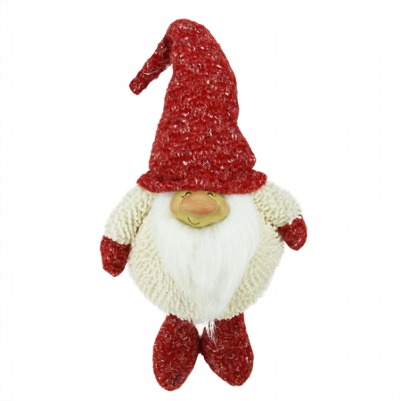 Picture of Northlight Seasonal 31737168 Textured Ivory and Red Chubby Smiling Gnome Plush Table Top Christmas Figure
