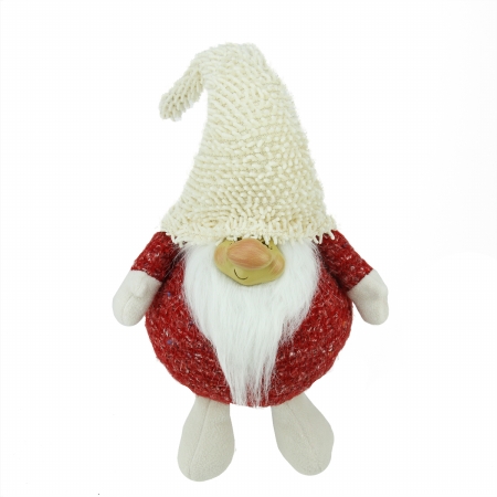 Picture of Northlight Seasonal 31737175 Textured Red and Ivory Chubby Smiling Gnome Plush Table Top Christmas Figure