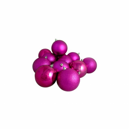 Picture of Northlight Seasonal 31753473 Shatterproof Light Magenta Pink 4-Finish Christmas Ball Ornaments