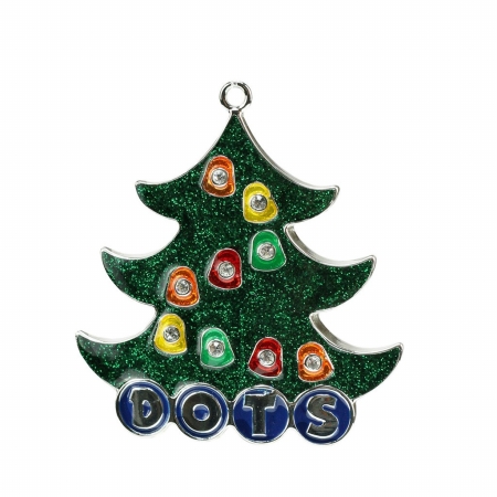 31740018 Silver Plated Dots Candy Logo Christmas Tree Ornament with European Crystals