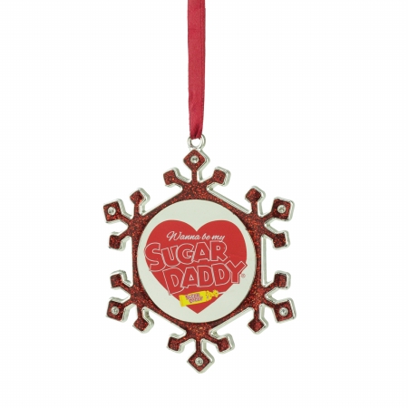 31740022 Silver Plated Snowflake Sugar Daddy Candy Logo Christmas Ornament with European Crystals