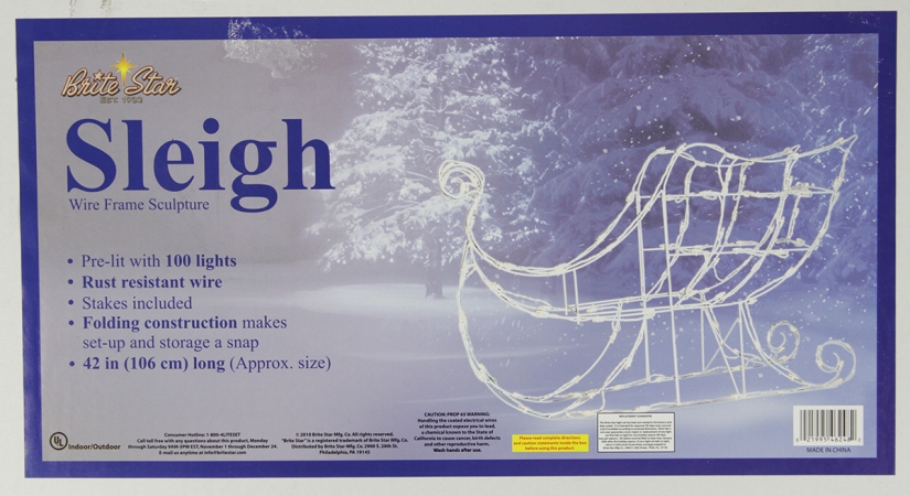 Picture of Northlight Seasonal 31088650 Lighted White Sleigh Christmas Yard Art - Clear Lights