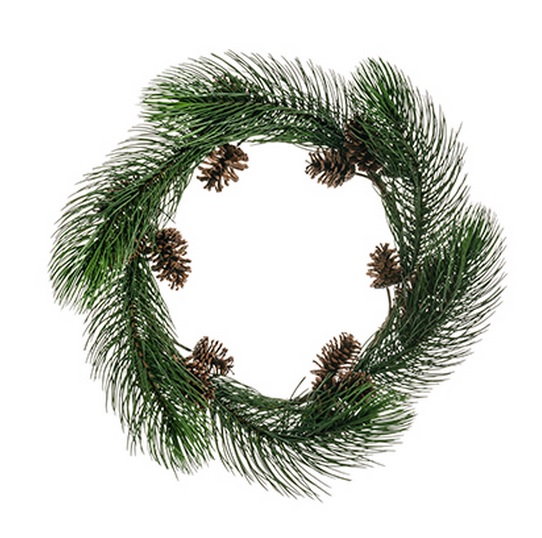 31581090 30 in. Long Pine Needle Artificial Christmas Wreath with Pine Cones - Unlit