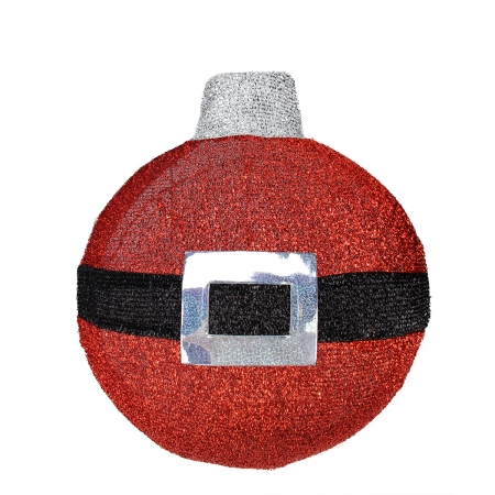 31581391 17.25 in. LED Lighted Red and Black Tinsel Santa Belt Ornament Hanging Christmas Wall Decoration -  Northlight Seasonal