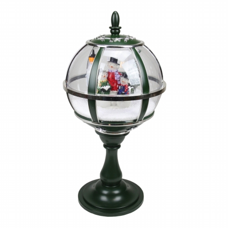Picture of Northlight Seasonal 31743030 Lighted Green and Silver Musical Snowing Snowman Christmas Table Top Street Lamp