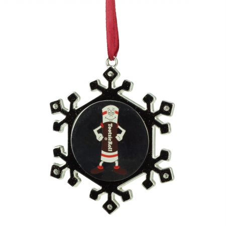 Silver Plated SnowflakeToostie Roll Man Candy Logo Christmas Ornament - Silver