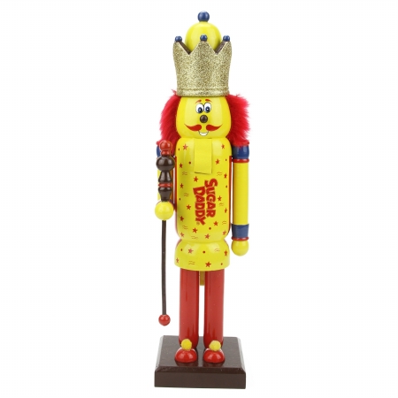 31757717 Decorative Yellow and Red SUGAR DADDY King Wooden Christmas Nutcracker Figure