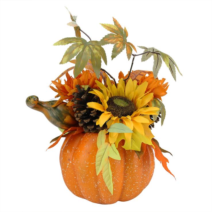Picture of Northlight Seasonal 31737200 Autumn Harvest Artificial Pumpkin with Sunflowers Mums and Pine Cones Decoration